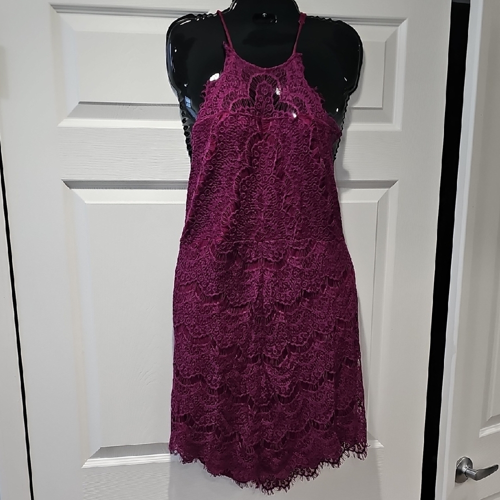Free People Plum Lace Mini Dress